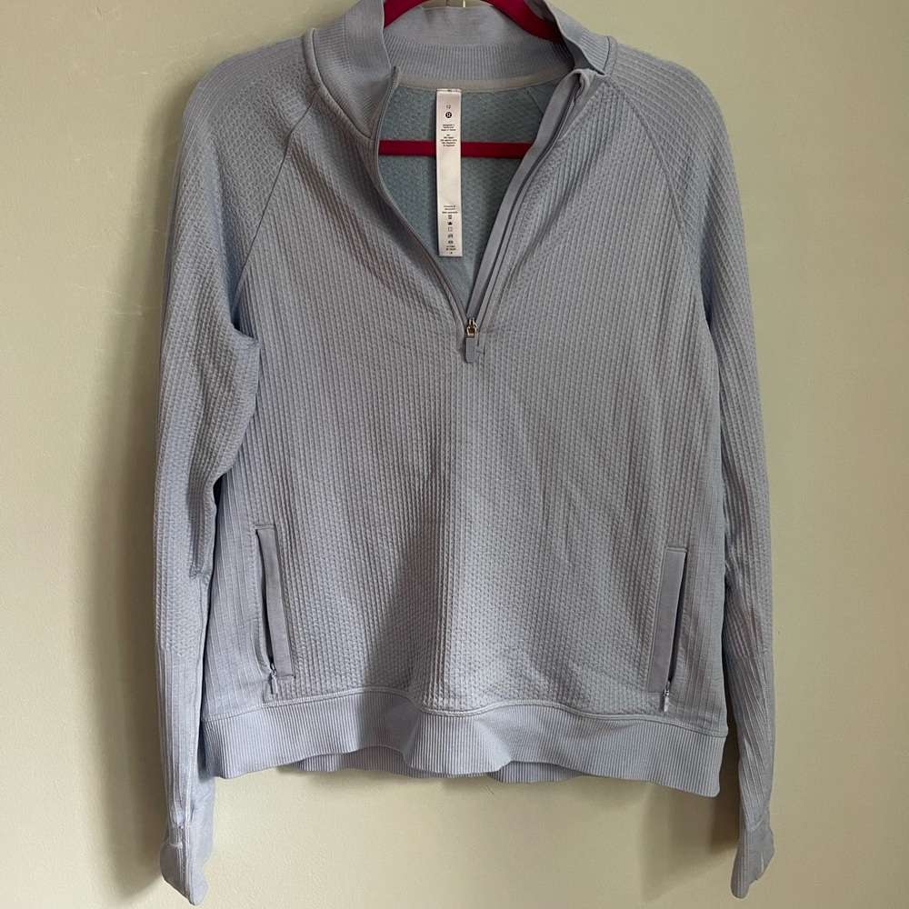 Lululemon Women’s Blue Waffle-knit Quarter-Zip Running Jacket